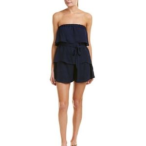 Parker Tiered Romper in Navy (Small)